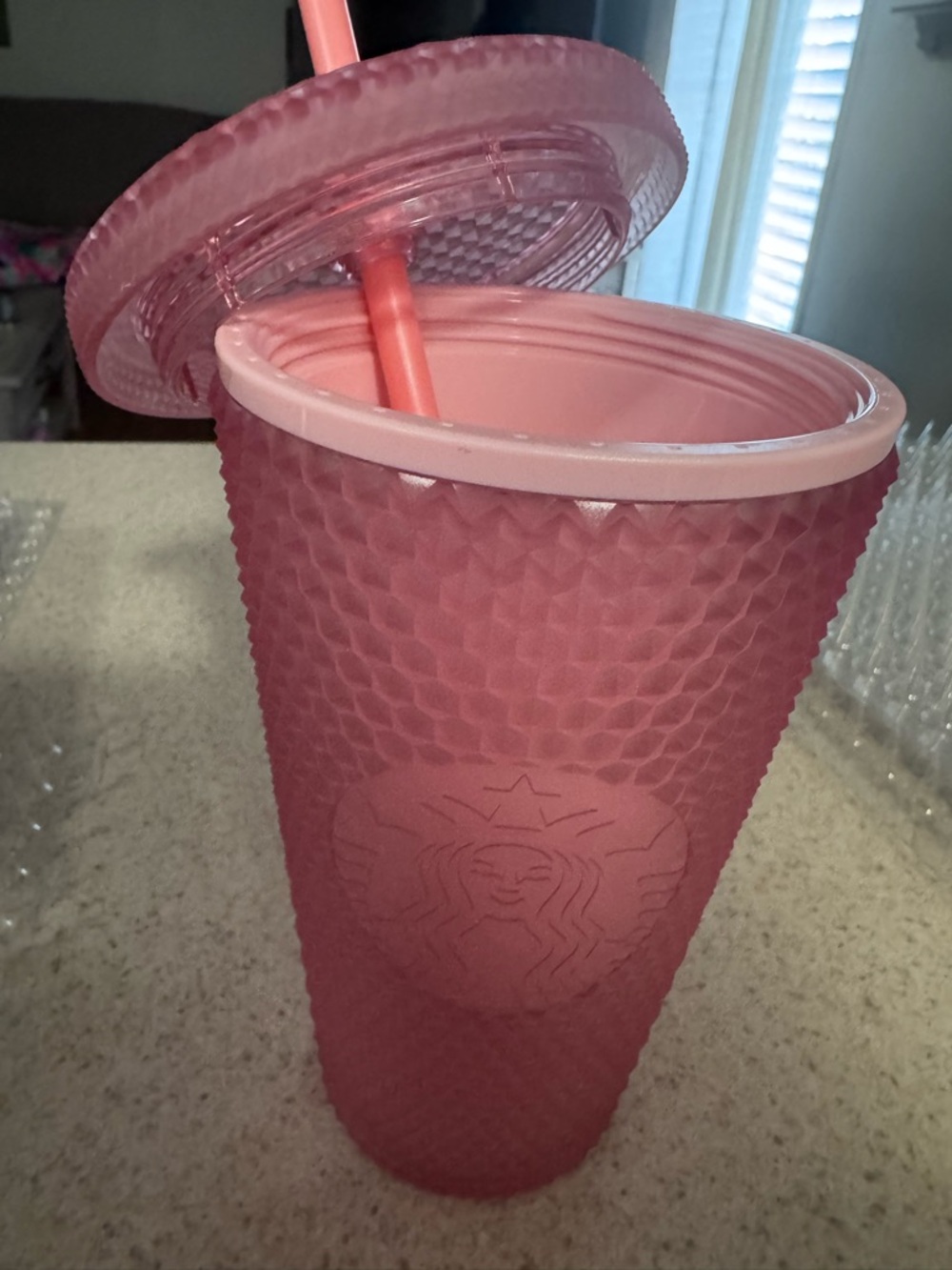 Starbucks Matte Textured Pink Reusable Cold Cup with Straw